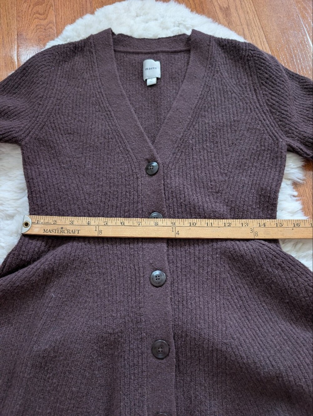 Anthropologie Maeve Hourglass Knit Cardigan Sweater Brown Medium - Picture 12 of 13